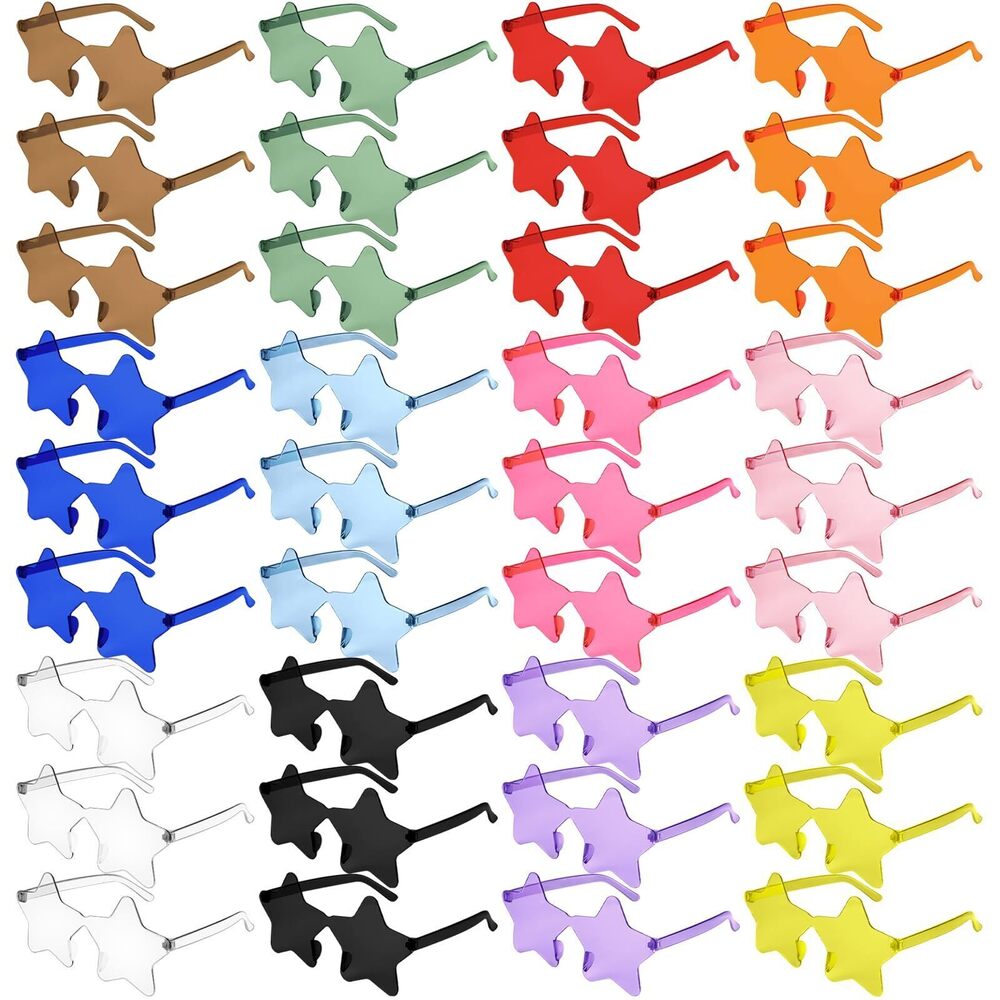 2791 36 Pcs Transparent Sunglasses Multicolor Rimless Star Shaped